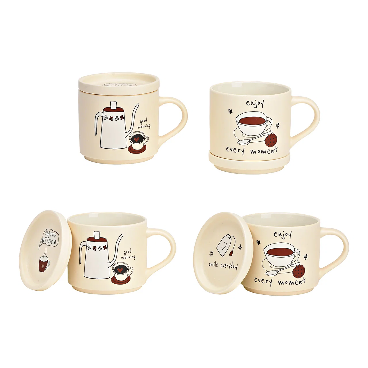 Hancai Good Morning porcelain tea mug with lid