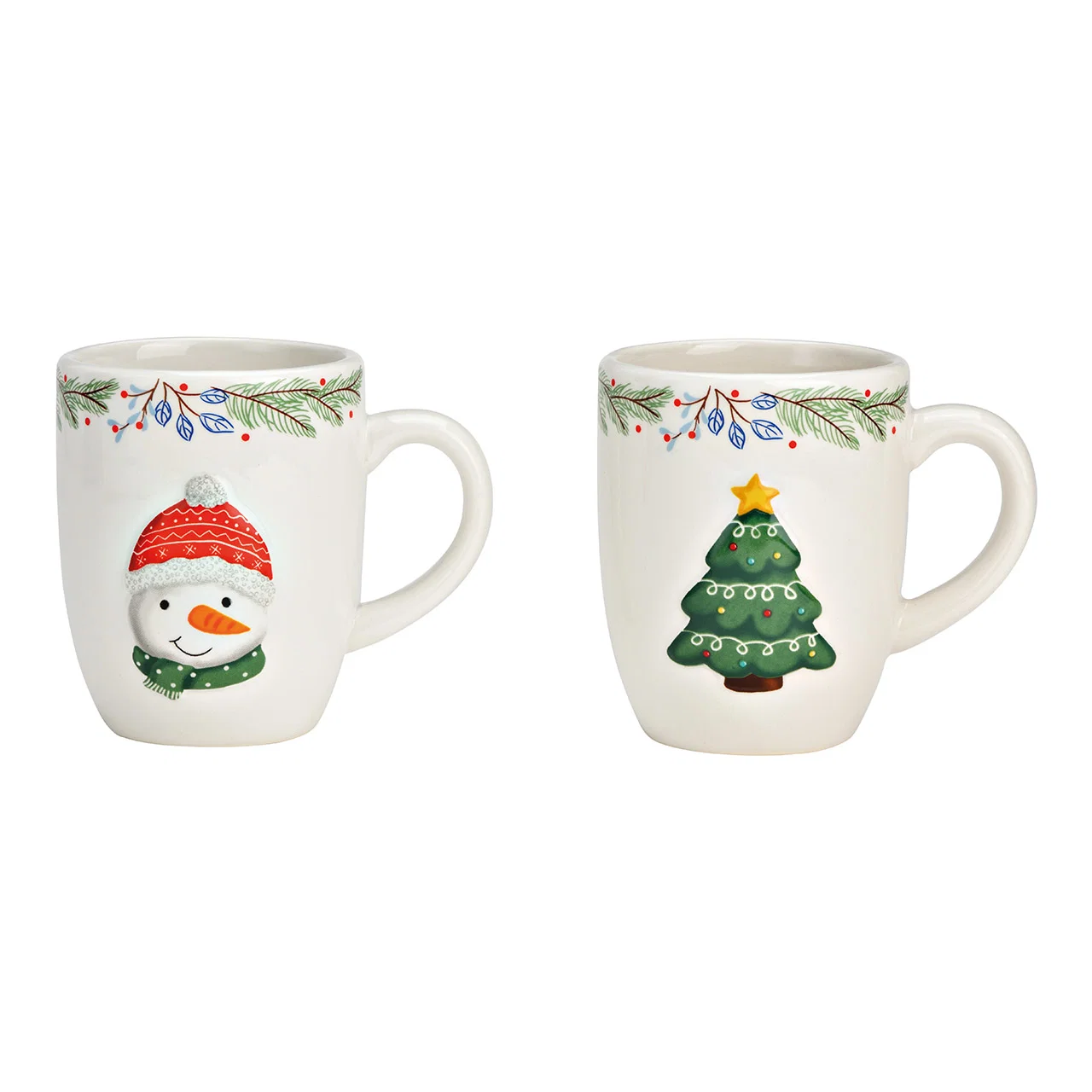 Hancai Ceramic mug with Christmas treesnowman design