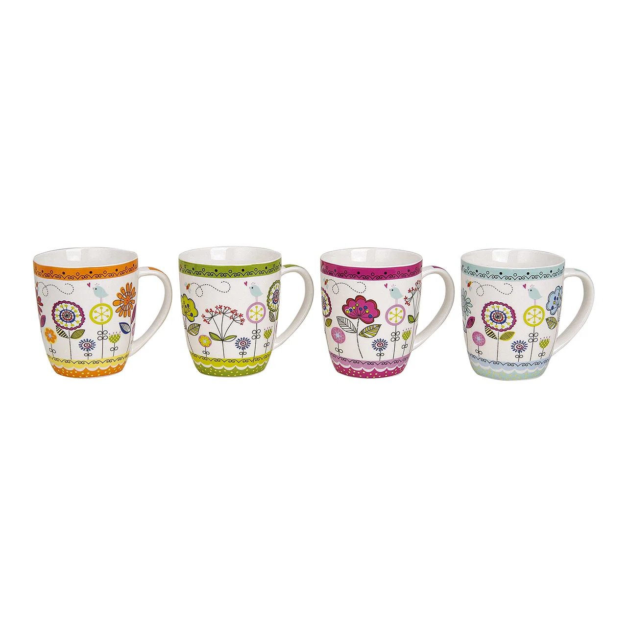 Hancai Porcelain mug with floral design, assorted in 4 designs, 10 cm, 350 ml