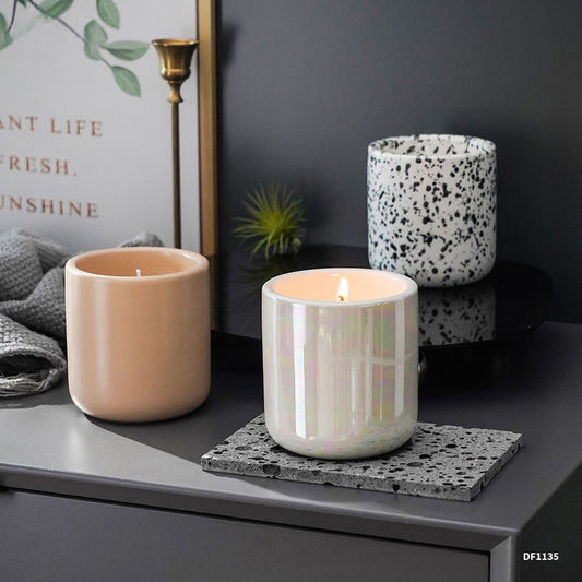 Hancai Nordic Wholesale Unique Porcelain Candle Container Christmas Decor Custom Ceramic Empty Candle Jars Jar with Lid