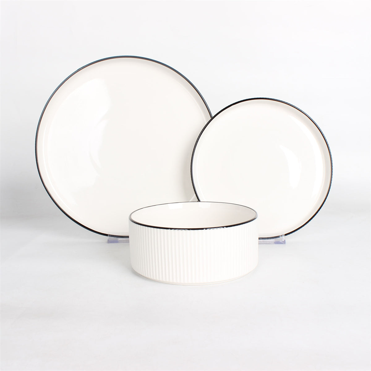 Hancai Stoneware Color Glazed Dinnerware sets with black edge