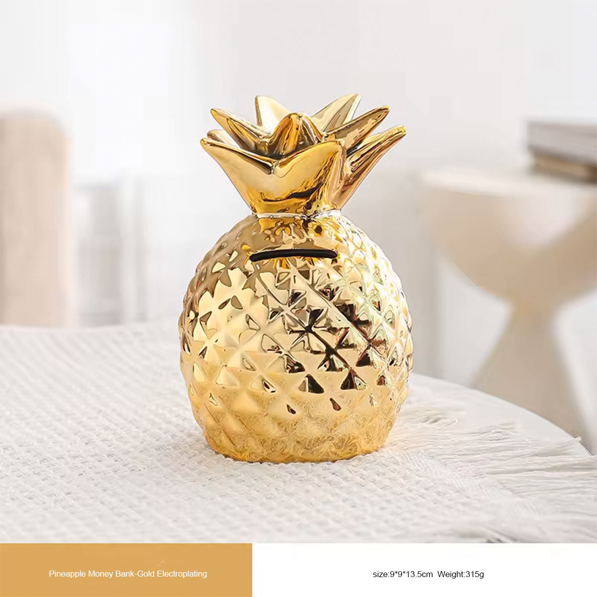 Hancai European Ceramic Pineapple Piggy Bank Gold Electroplating Cross-Border Home Decoration Eco-Friendly Creative Wine Cabinet