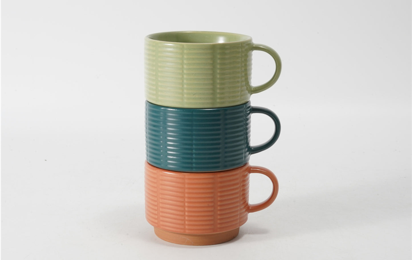Hancai Embossed colour glaze Stacking mug