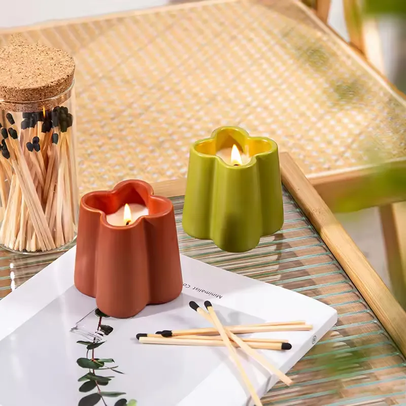 Christmas Unique Candle Making Vessels Iridescent Ceramic Empty Candle Jars Wholesale