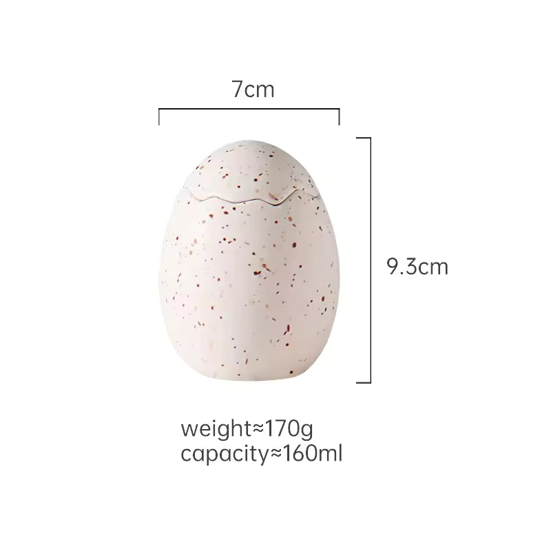 Hancai Home Liveroom Decor Candle Vessels Holder Egg Shape Ceramic Scent Candle Jars With Lid