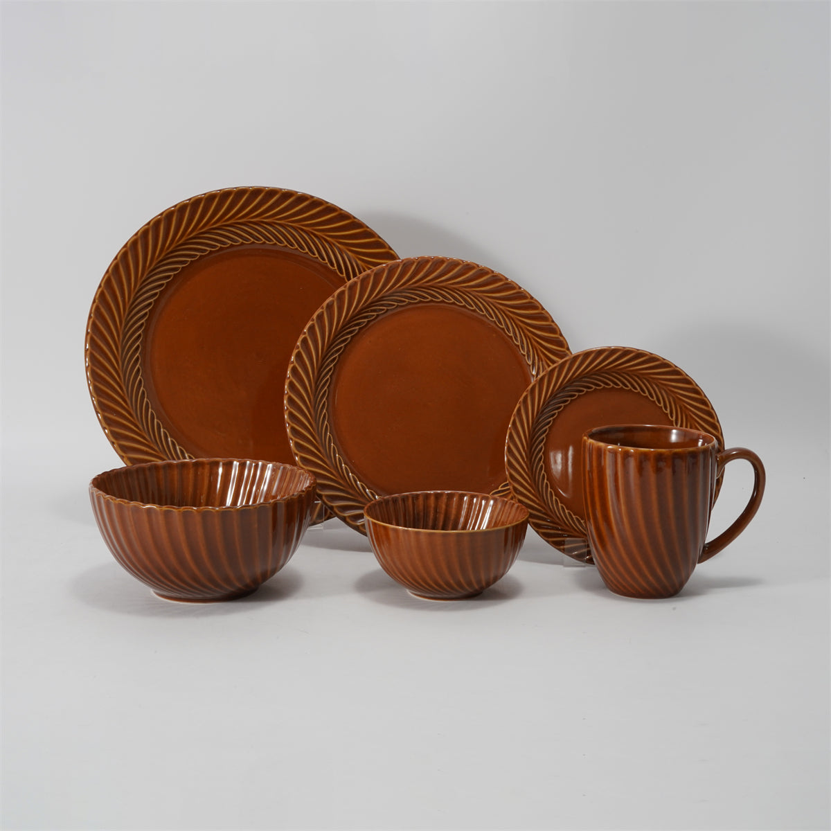 Hancai Embossed reactive glaze Dinnerware sets