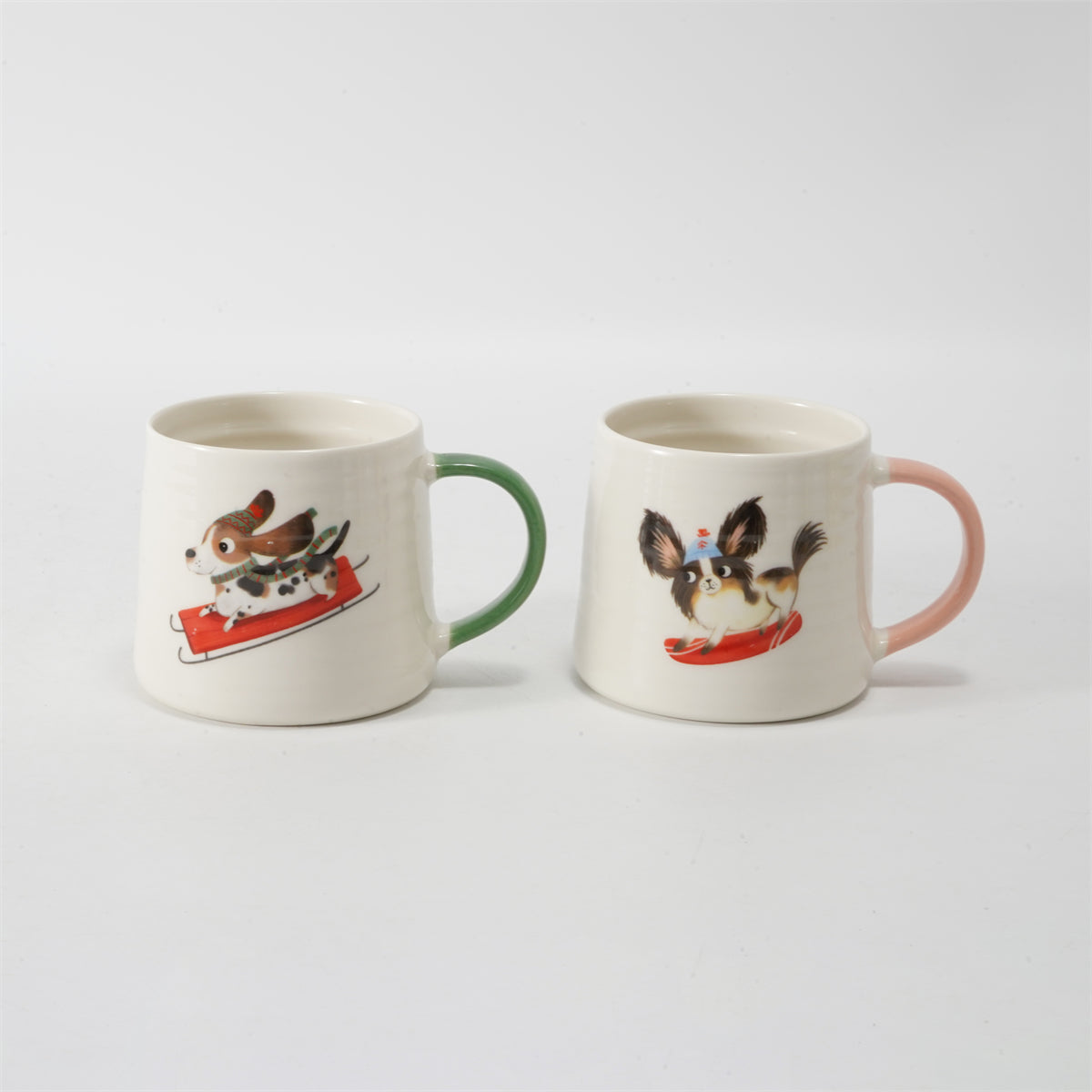 Hancai Color Glazed Mug with Dipped Handle and Decal