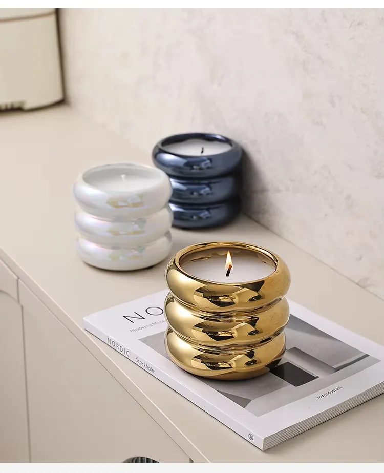 Ceramic Luxury Pillar Candles Making Kit Wax Jars Vessels Candle Box Packaging Empty Candle Jar
