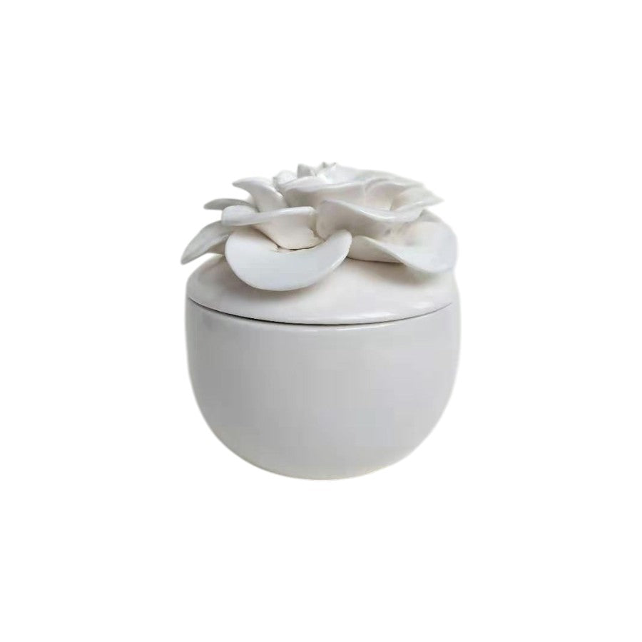 Hancai  White Ceramic Candle Jars with Ceramic Lid