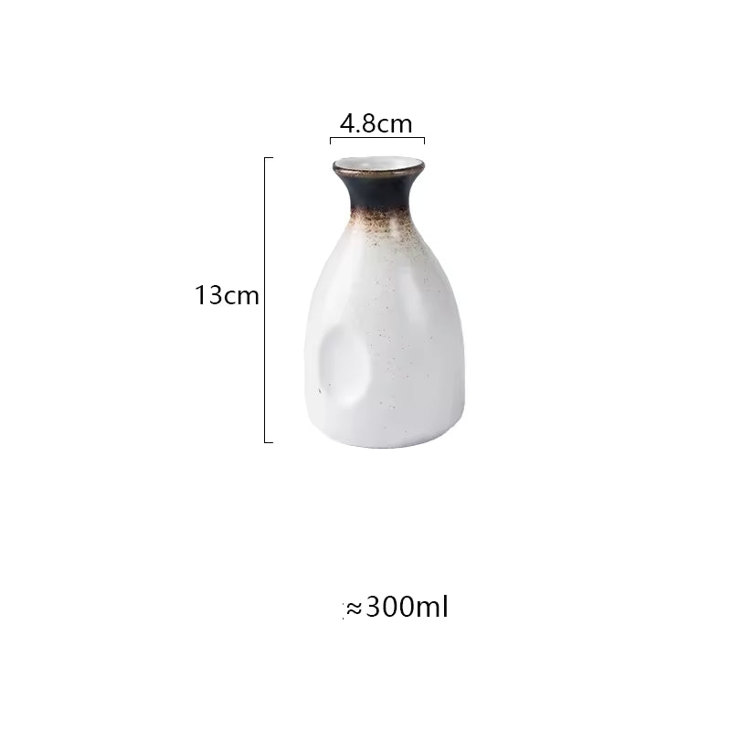 Hancai Ceramics Wine Bottle Water Ware Black Flower 300ML Cup Porcelain Sake Japanese Bar Decoration Household Kitchen Supplies Drinkware