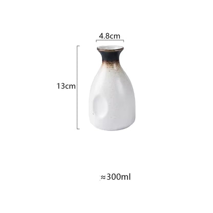 Hancai Ceramics Wine Bottle Water Ware Black Flower 300ML Cup Porcelain Sake Japanese Bar Decoration Household Kitchen Supplies Drinkware