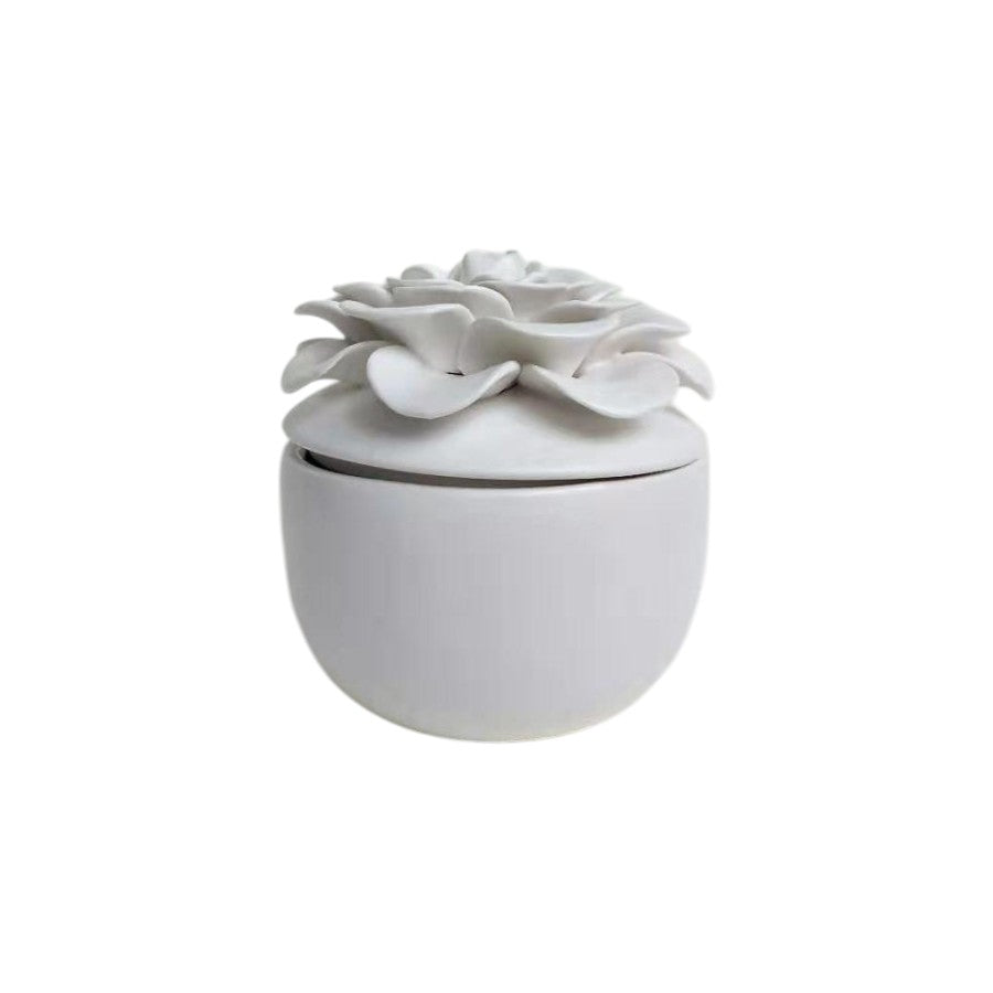 Hancai  White Ceramic Candle Jars with Ceramic Lid