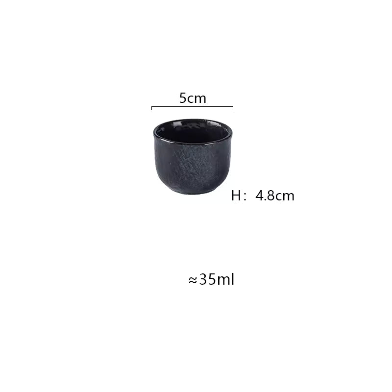 Hancai Ceramics Wine Bottle Water Ware Black Flower 300ML Cup Porcelain Sake Japanese Bar Decoration Household Kitchen Supplies Drinkware