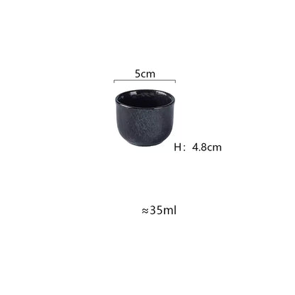 Hancai Ceramics Wine Bottle Water Ware Black Flower 300ML Cup Porcelain Sake Japanese Bar Decoration Household Kitchen Supplies Drinkware