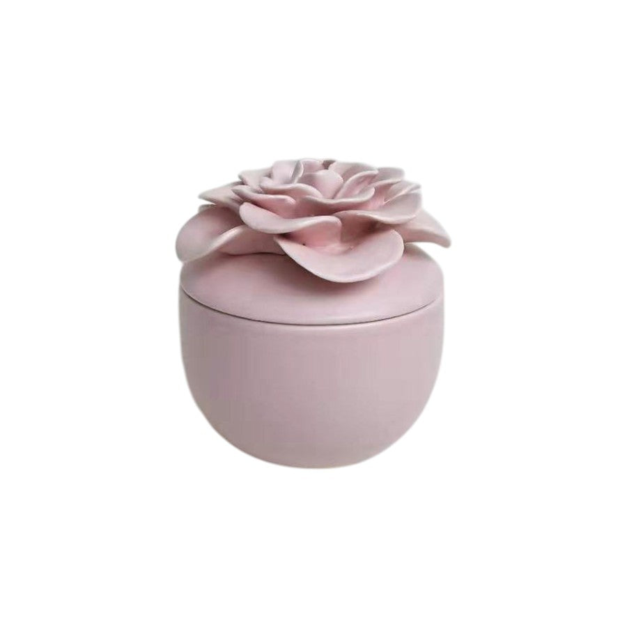 Hancai  White Ceramic Candle Jars with Ceramic Lid