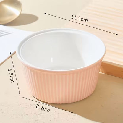 Hancai Hot Selling Multi-color Ceramic Baking Bowl 2.5 Inch 4 Inch Macaron Color Oven Steamer Cake Pudding Snack Dessert Bowl