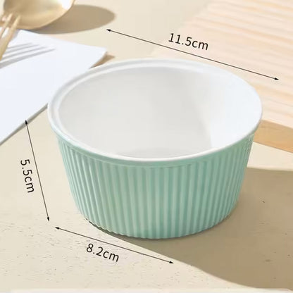 Hancai Hot Selling Multi-color Ceramic Baking Bowl 2.5 Inch 4 Inch Macaron Color Oven Steamer Cake Pudding Snack Dessert Bowl
