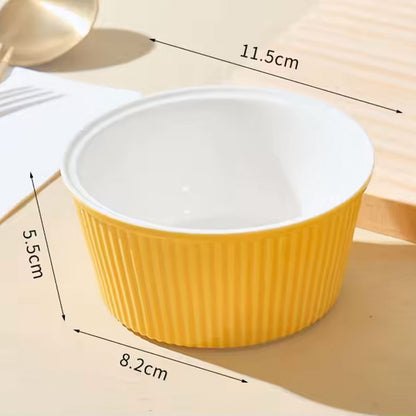 Hancai Hot Selling Multi-color Ceramic Baking Bowl 2.5 Inch 4 Inch Macaron Color Oven Steamer Cake Pudding Snack Dessert Bowl