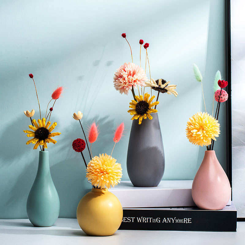 Hancai Bunte Porzellan Knospen-Kunst Blumen Vase Moderne Heim Hochzeit Tischdekoration Keramikvasen