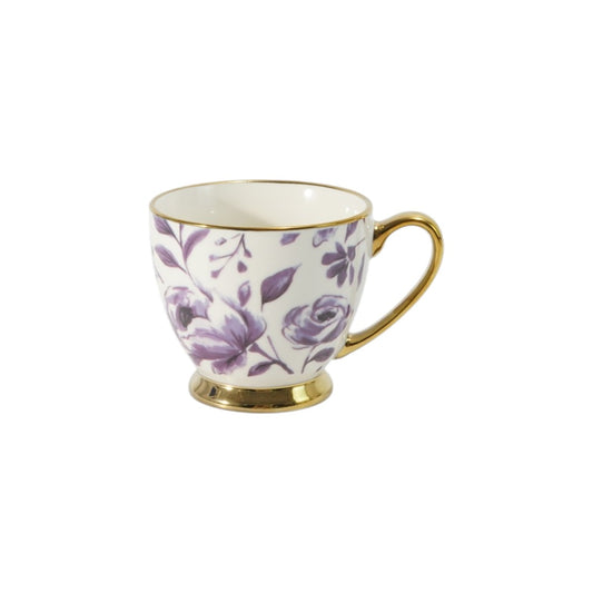 Hancai Decal footed mug with electroplated Handle & Rim