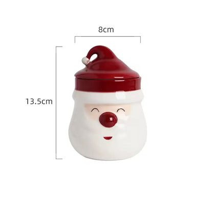 Christmas Decoration Unique Design Ceramic Candle Vessel Fancy Santa Claus Empty Custom Candle Jar with Lid