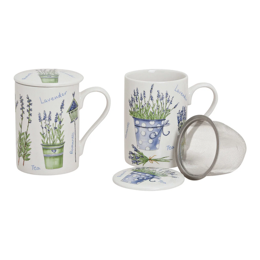 Hancai Lavender teacup with lidstrainer made of porcelain