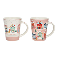Hancai Porcelain mugs depicting Christmas townhouses