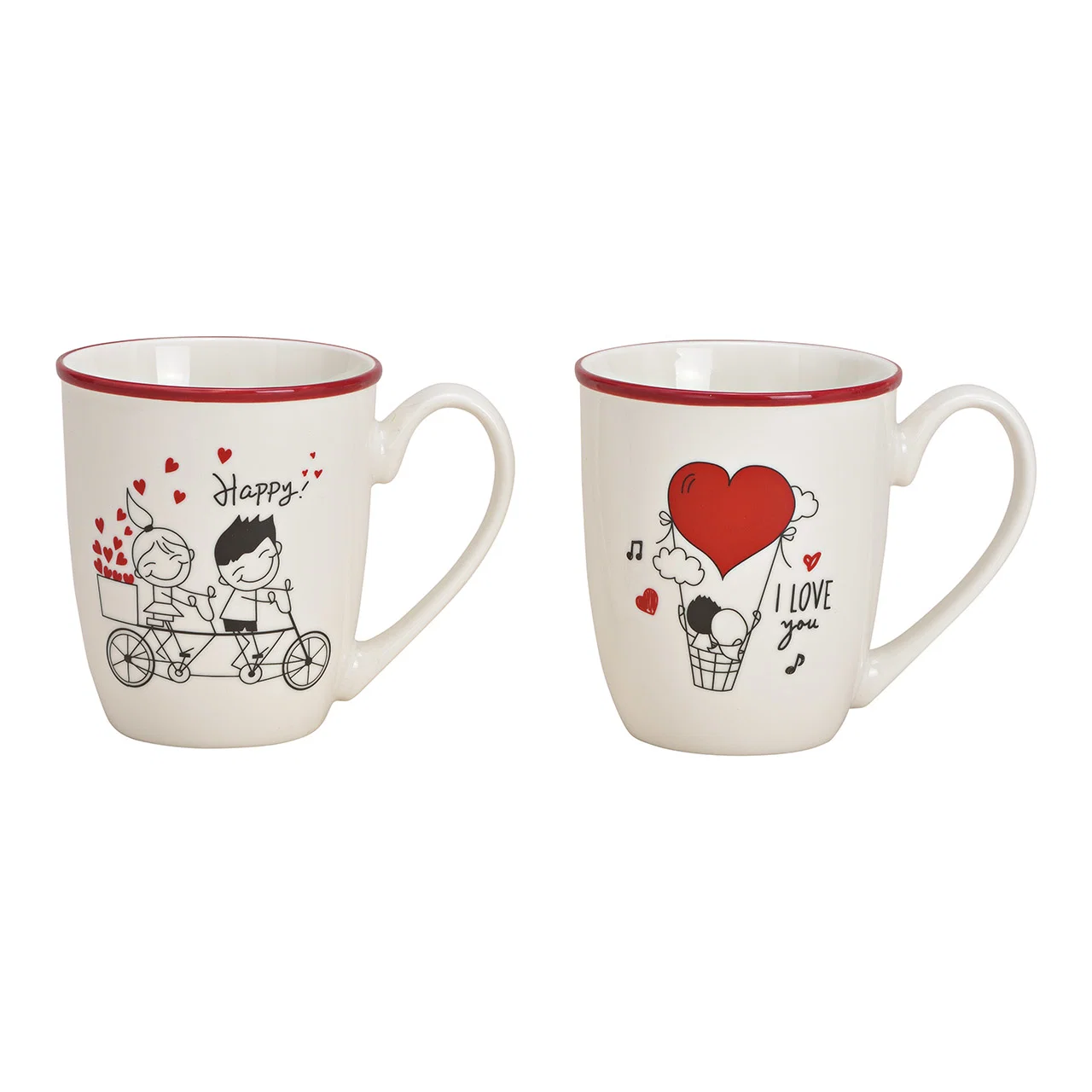Hancai Pair of porcelain mugs with heart