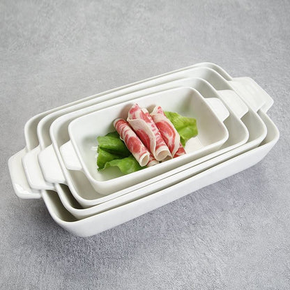Hancai Baking Utensils 4pcs White Oven Dish Porcelain Baking Tray Ceramic Baking Dish Bakeware Porcelain Oven Dish White