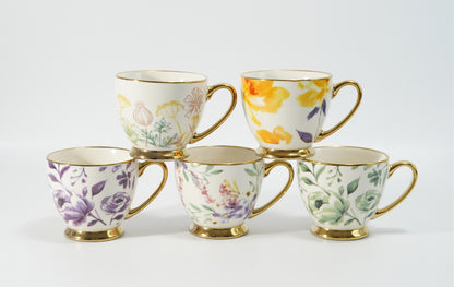 Hancai Decal footed mug with electroplated Handle & Rim