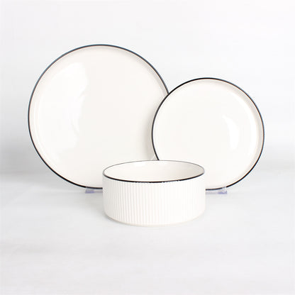 Hancai Stoneware Color Glazed Dinnerware sets with black edge