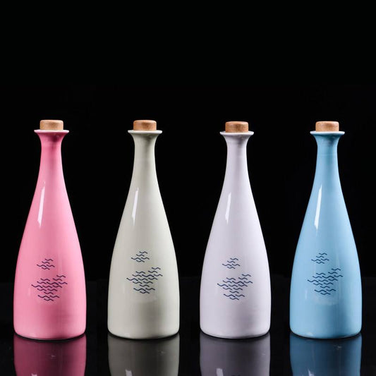Hancai Ceramic Wine Bottle Liquor Wine Creative Hip Flask Empty Sake Wine Bottle White Green Blue Pink Bottle