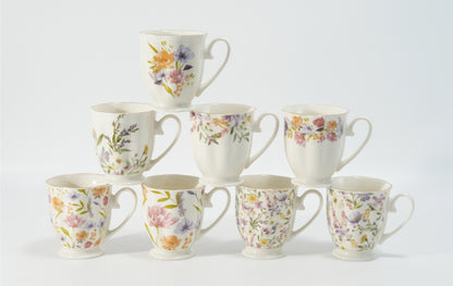 Hancai Embossed fotted mug with decal & gold rim