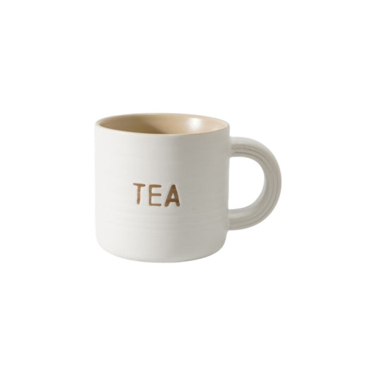 Hancai  Embossed colour glaze inner mug  with silk screen & dipped handle