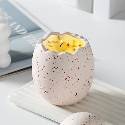 Hancai  Home Liveroom Decor Candle Vessels Holder Egg Shape Ceramic Scent Candle Jars With Lid