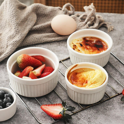 Hancai Hot Selling Multi-color Ceramic Baking Bowl 2.5 Inch 4 Inch Macaron Color Oven Steamer Cake Pudding Snack Dessert Bowl
