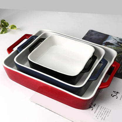 Hancai Custom Kitchen Bakeware Set Rectangular Casserole Stoneware Baking Tray Oven Ceramic Baking Dishes