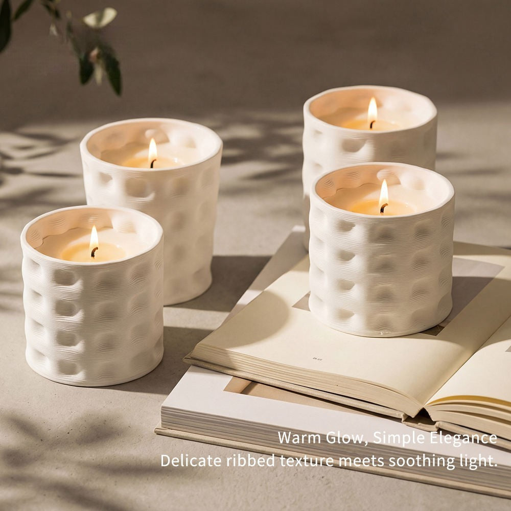 Hancai  Living Minimalist Ceramic Candle Holder Cylinder Ceramic Home Decor Custom Candle Jars