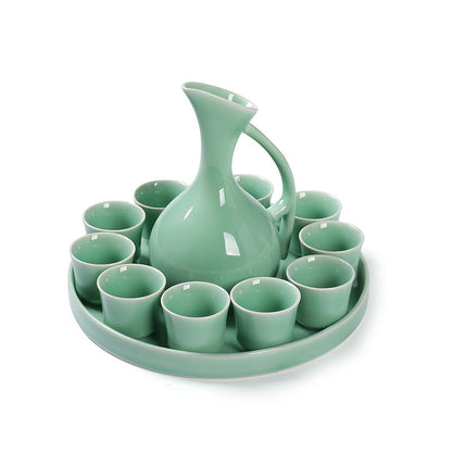 Hancai Unique Shape Ceramic Wine Bottle Set