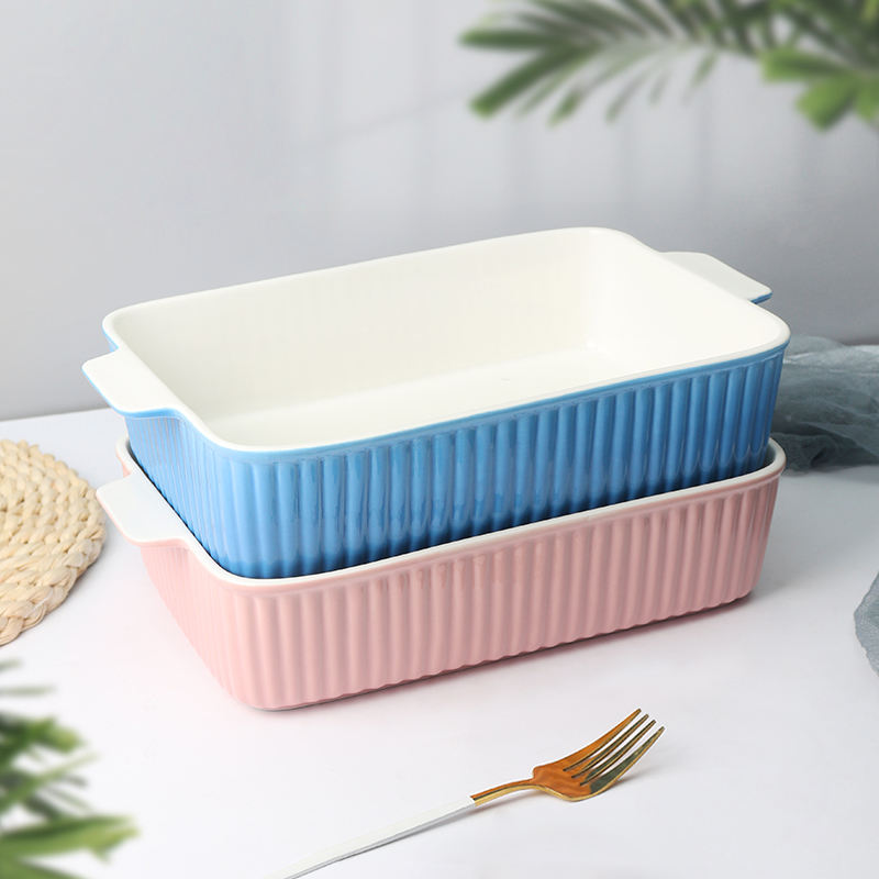 Hancai Custom Kitchen Bakeware Baking Tray Set Rectangular Casserole Baking Dishes Ceramic Oven Baker