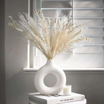 Hancai Best Selling Wholesale White Circle Donut Vases Grand Custom Design Manufacturers Flower Ceramic Vase for Home Decor