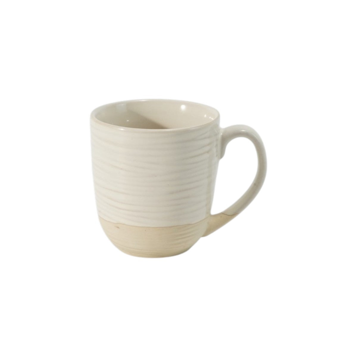 Hancai Embossed reactive glaze mug with unglaze half-part