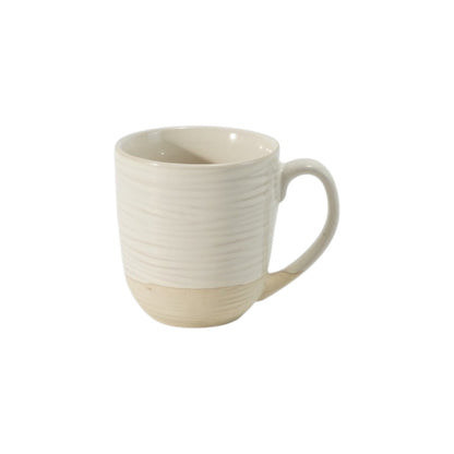 Hancai Embossed reactive glaze mug with unglaze half-part
