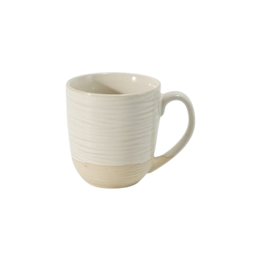 Hancai Embossed reactive glaze mug with unglaze half-part