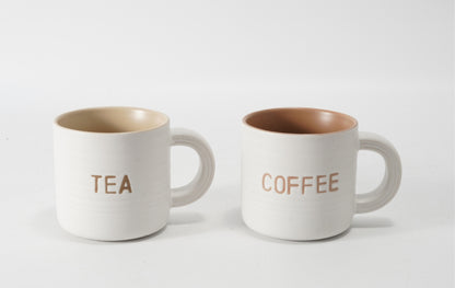 Hancai  Embossed colour glaze inner mug  with silk screen & dipped handle
