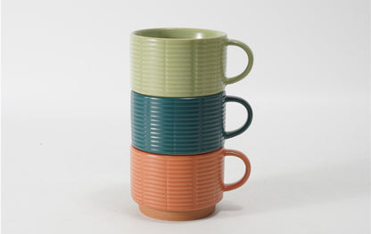 Hancai Embossed colour glaze Stacking mug
