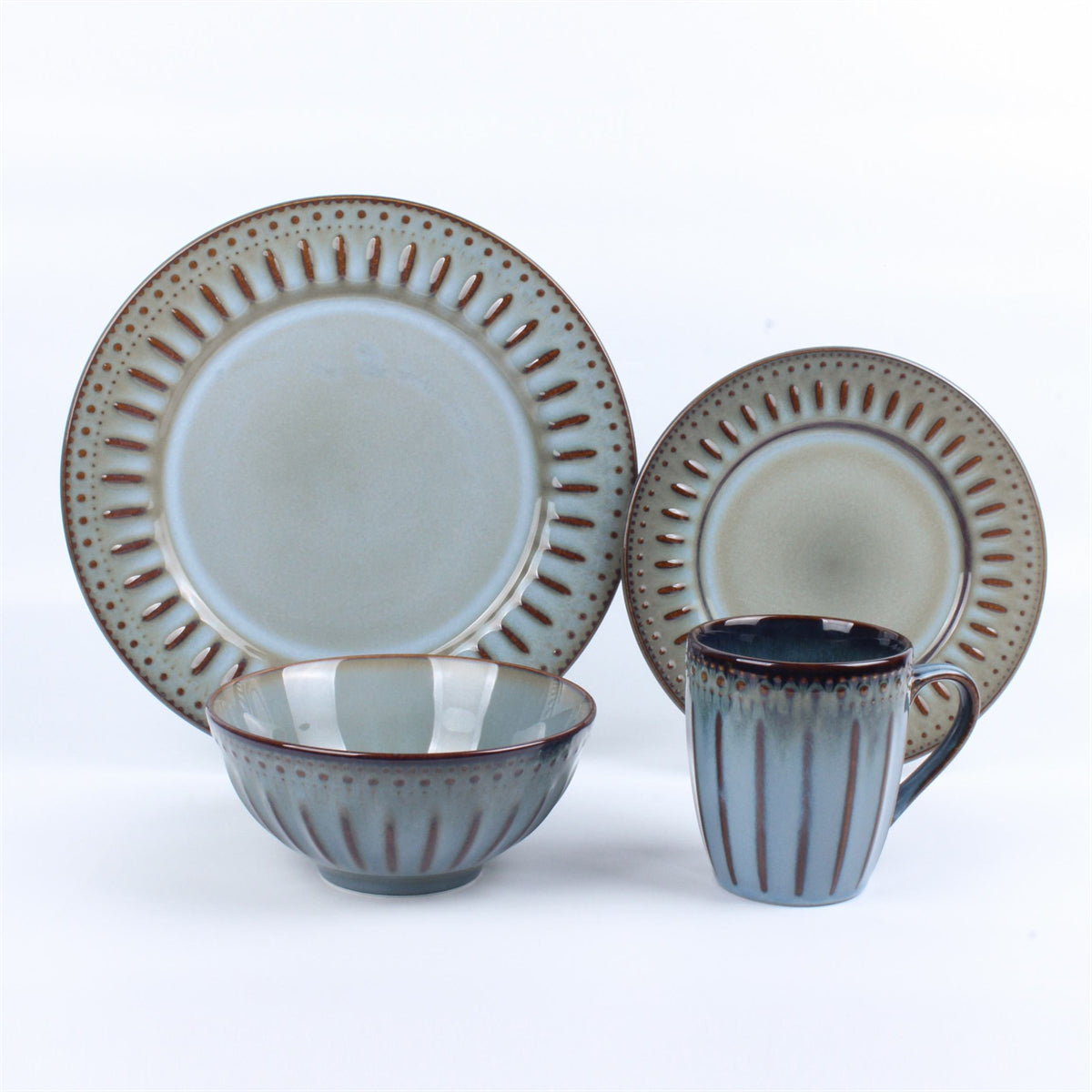 Hancai Embossed reactive glaze Dinnerware sets