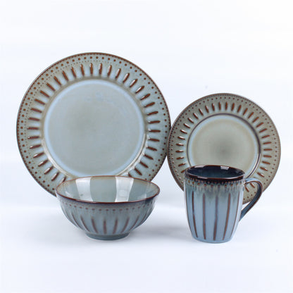 Hancai Embossed reactive glaze Dinnerware sets