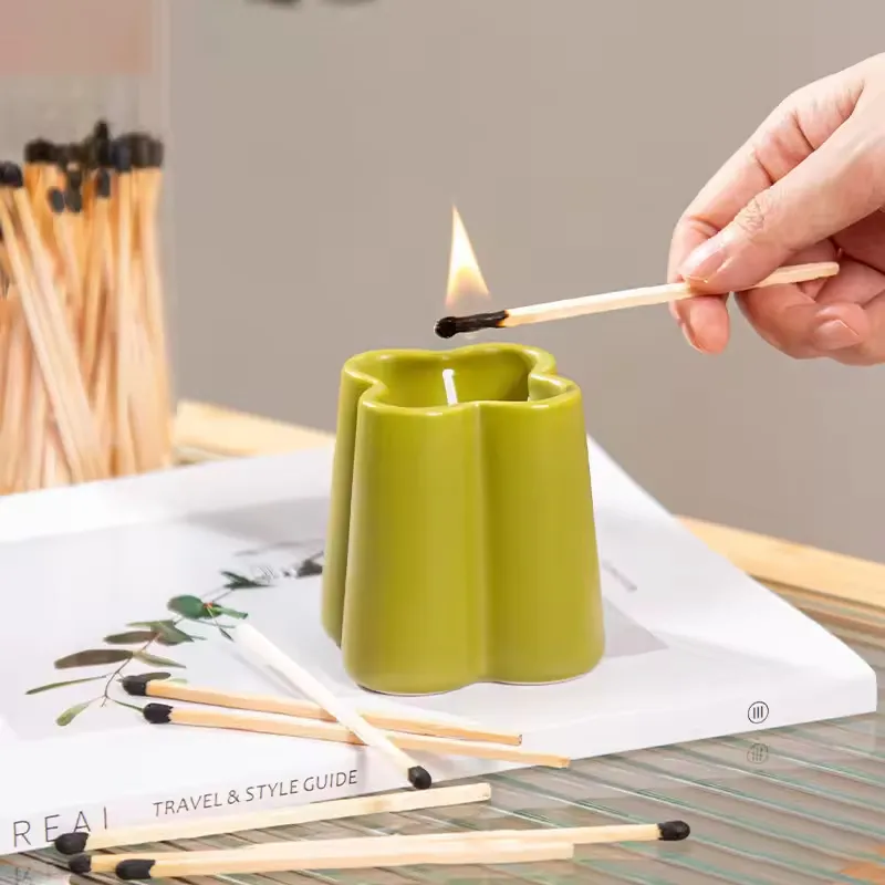 Christmas Unique Candle Making Vessels Iridescent Ceramic Empty Candle Jars Wholesale