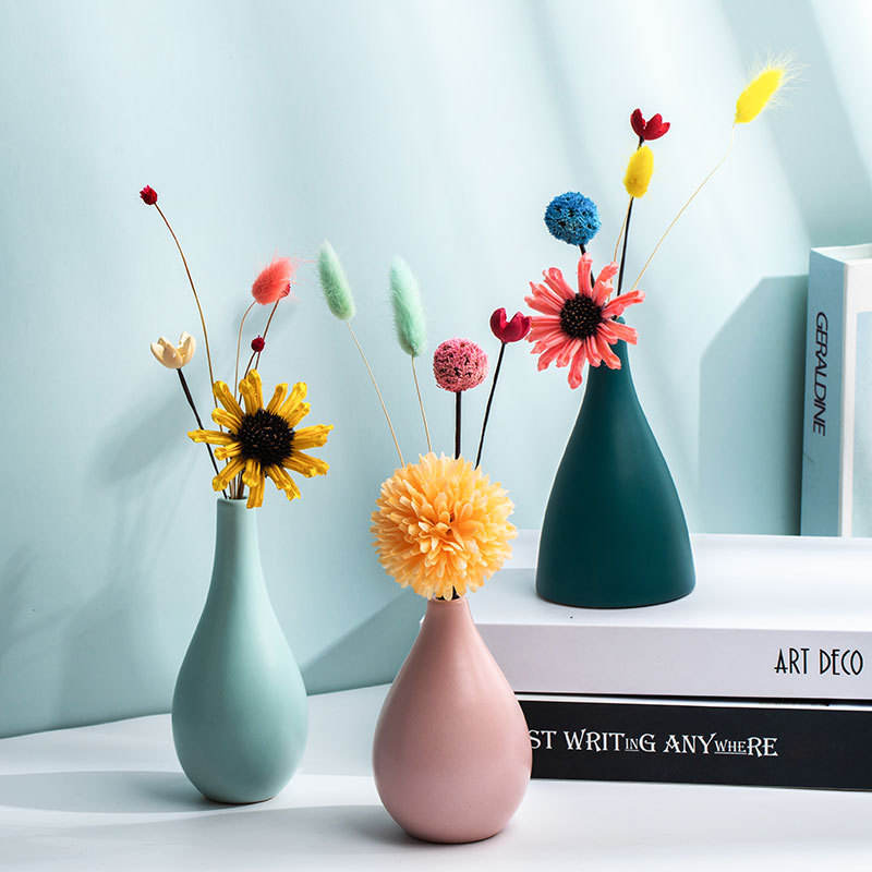 Hancai Bunte Porzellan Knospen-Kunst Blumen Vase Moderne Heim Hochzeit Tischdekoration Keramikvasen